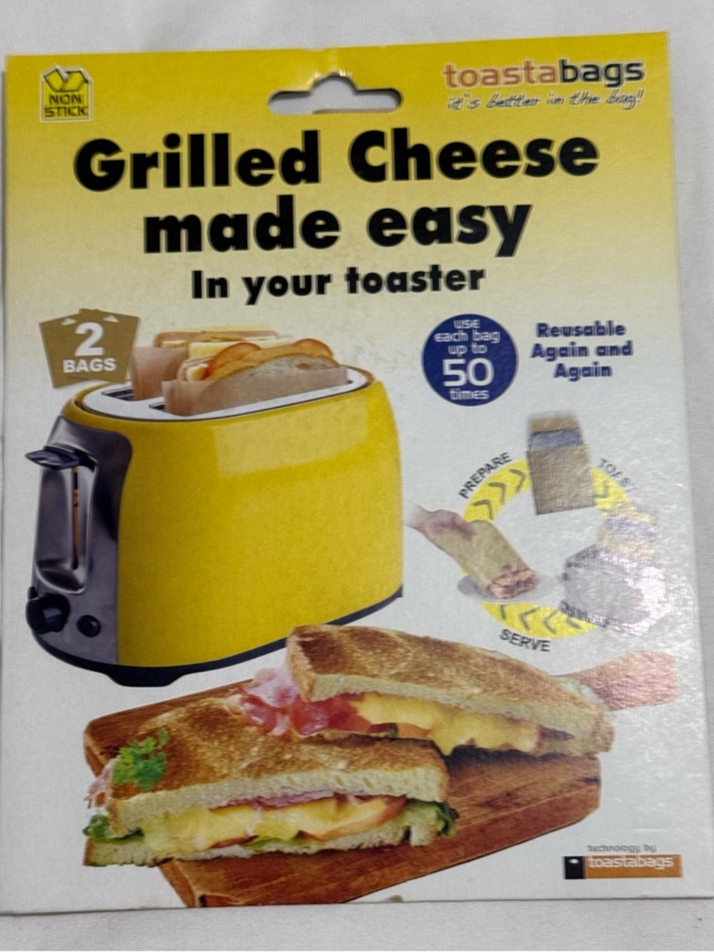 Toastabags, NIB,Grilled Cheese Toaster. 2 Bags: reusable (up to 50 times)